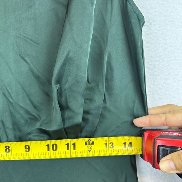 Lulus Classic Elegance Green Satin Sleeveless Mock Neck Maxi Dress Medium - Picture 8 of 14